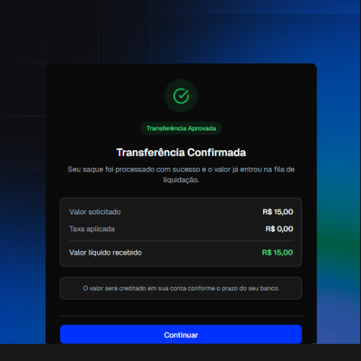 Transferência confirmada
